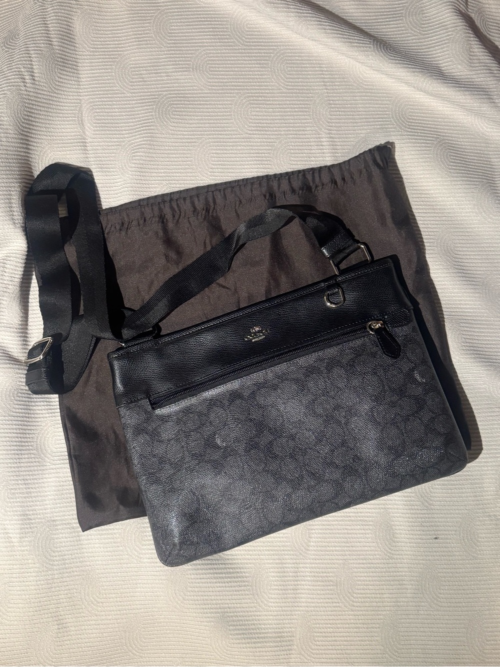 Coach Black and Charcoal Signature Crossbody Bag